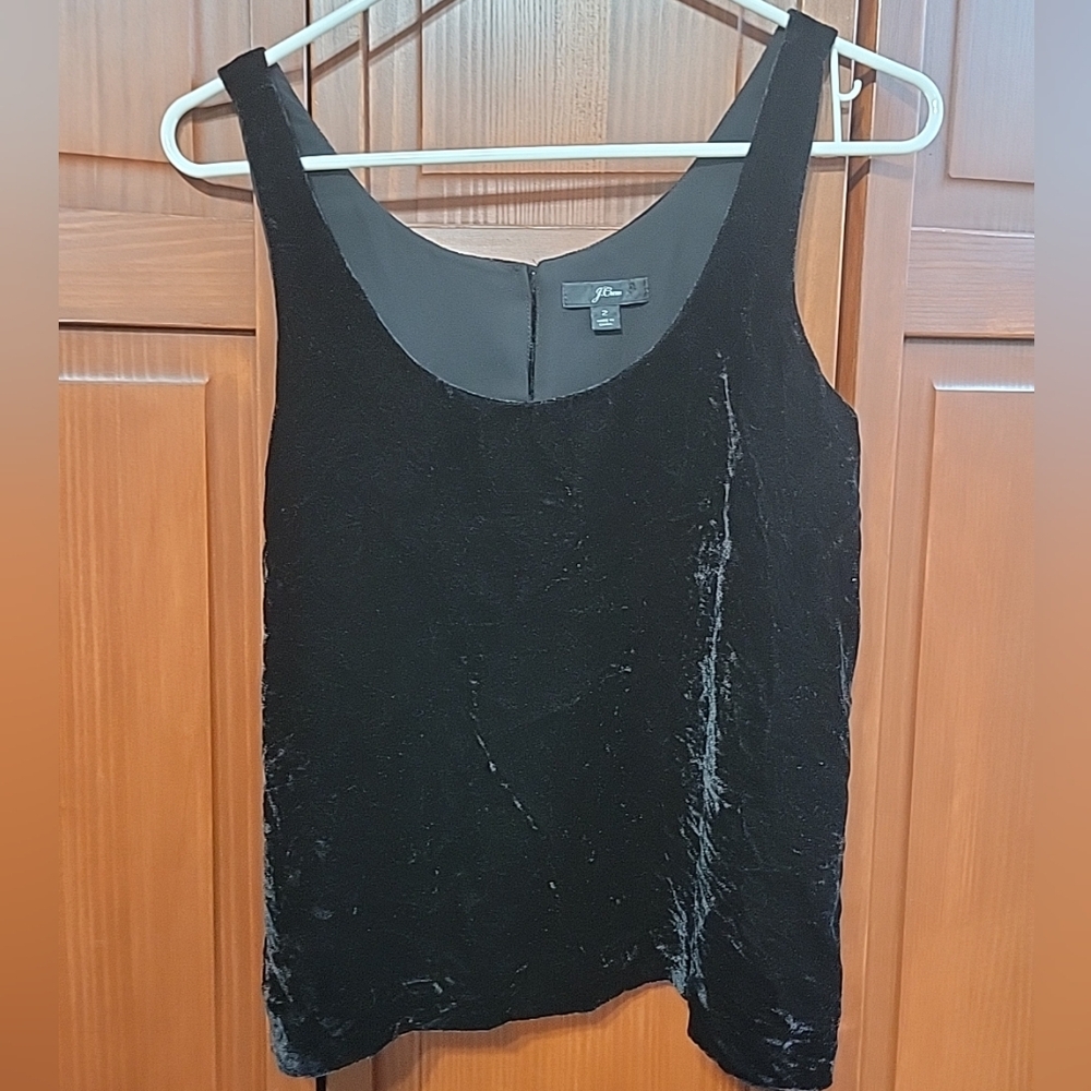 J. Crew Black Sleeveless Velvet Tank Top | Sz 2